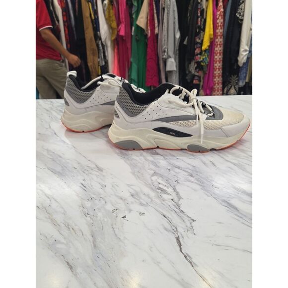 Dior Men’s Athletic Sneakers in White, Gray, Black with Orange Sole main image 6